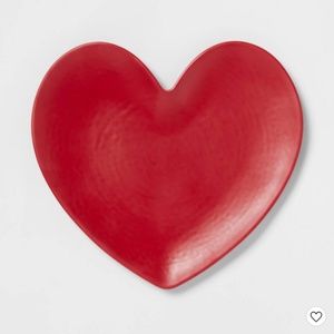 THREE (3) - 9.63" Valentine's Day Melamine Figural Heart Appetizer Plates Red